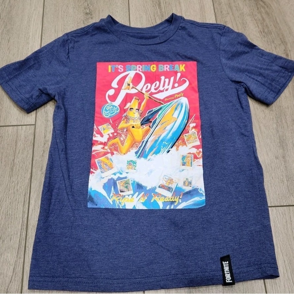Fortnite‎ Short Sleeve Blue Peely Banana Spring Break T-Shirt Kids Size 8 Medium